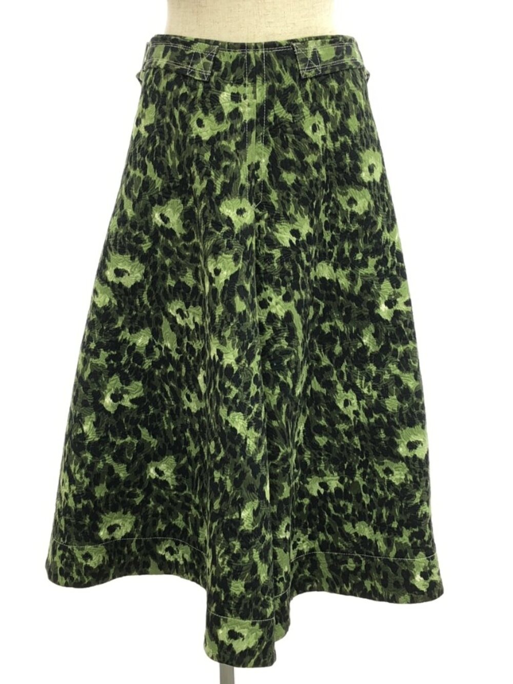 Marni Green Abstract Floral Midi Skirt Size 38 A-Line Luxury Statement